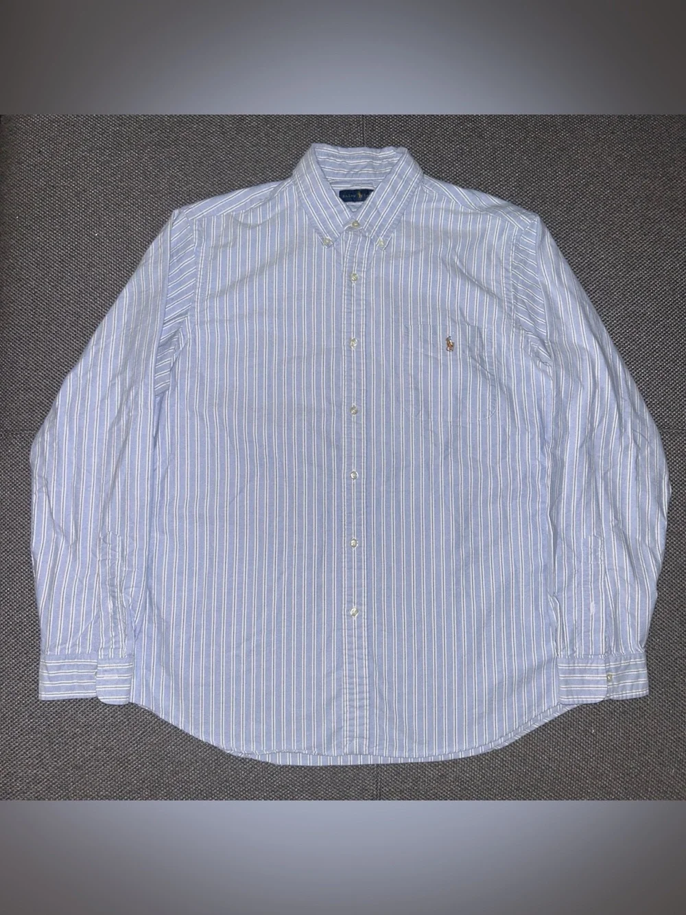 Polo Ralph Lauren Light Blue and White Striped Button-Down Shirt XL